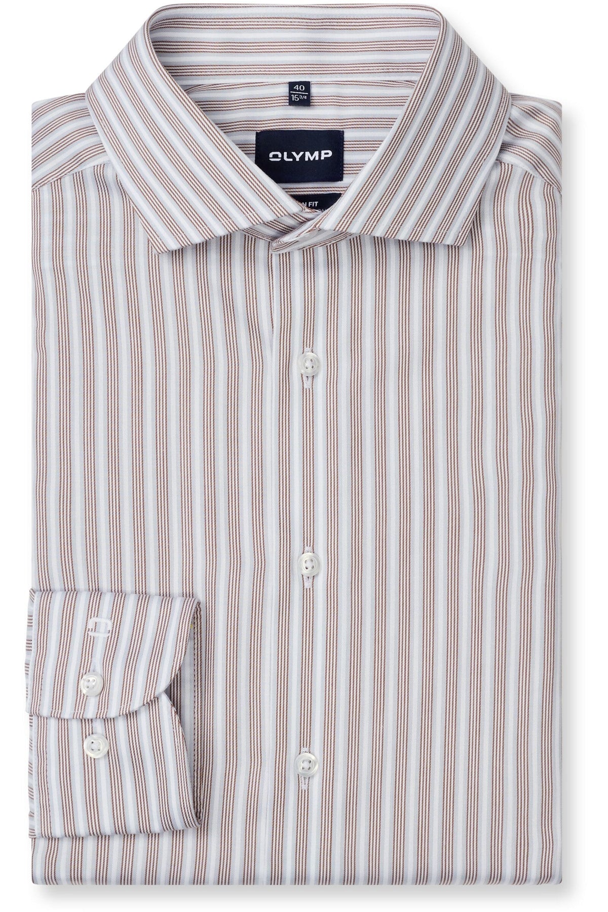 OLYMP Luxor Modern Fit Hemd nougat, Gestreift