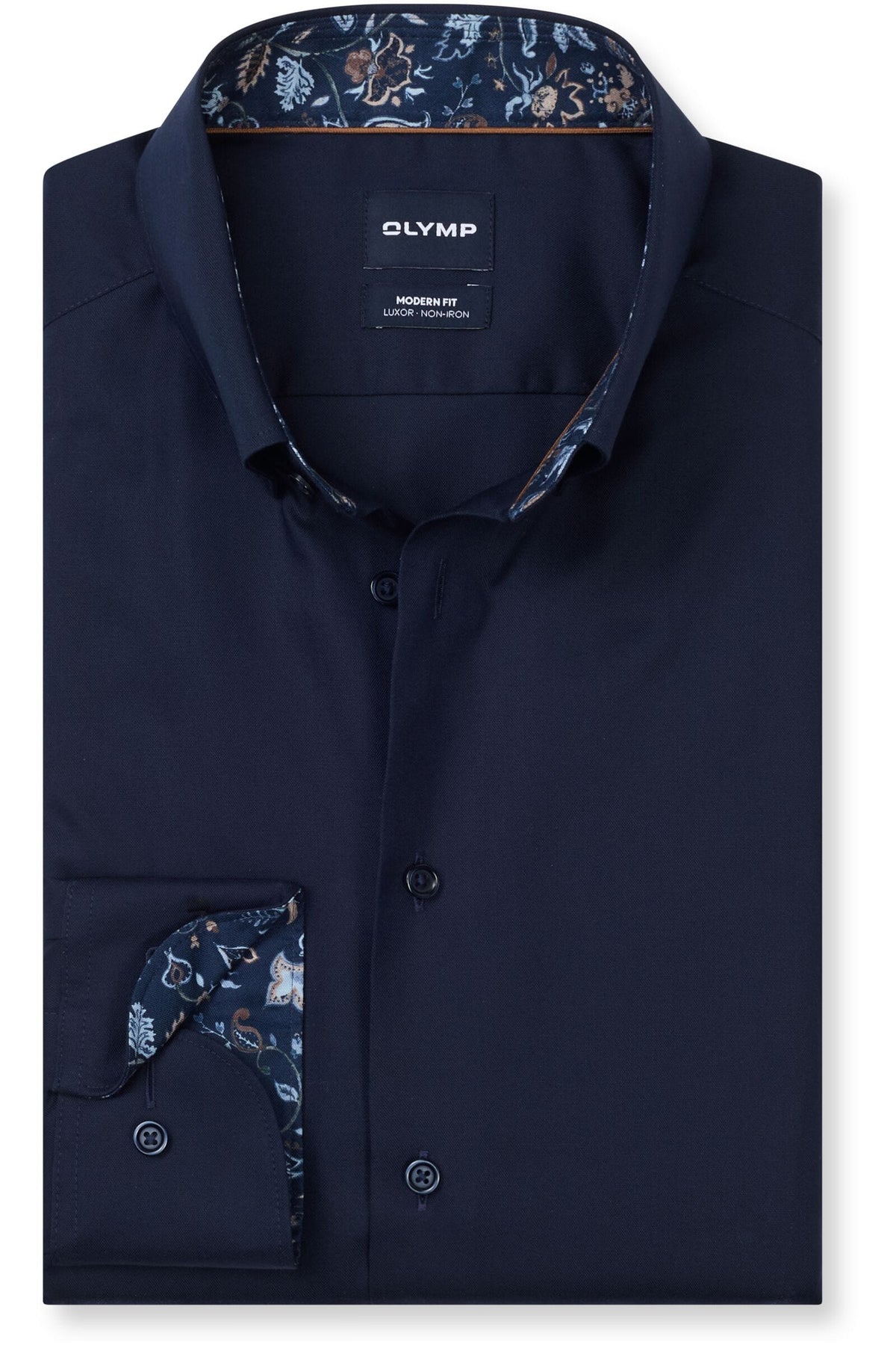 OLYMP Luxor Modern Fit Hemd marine, Einfarbig