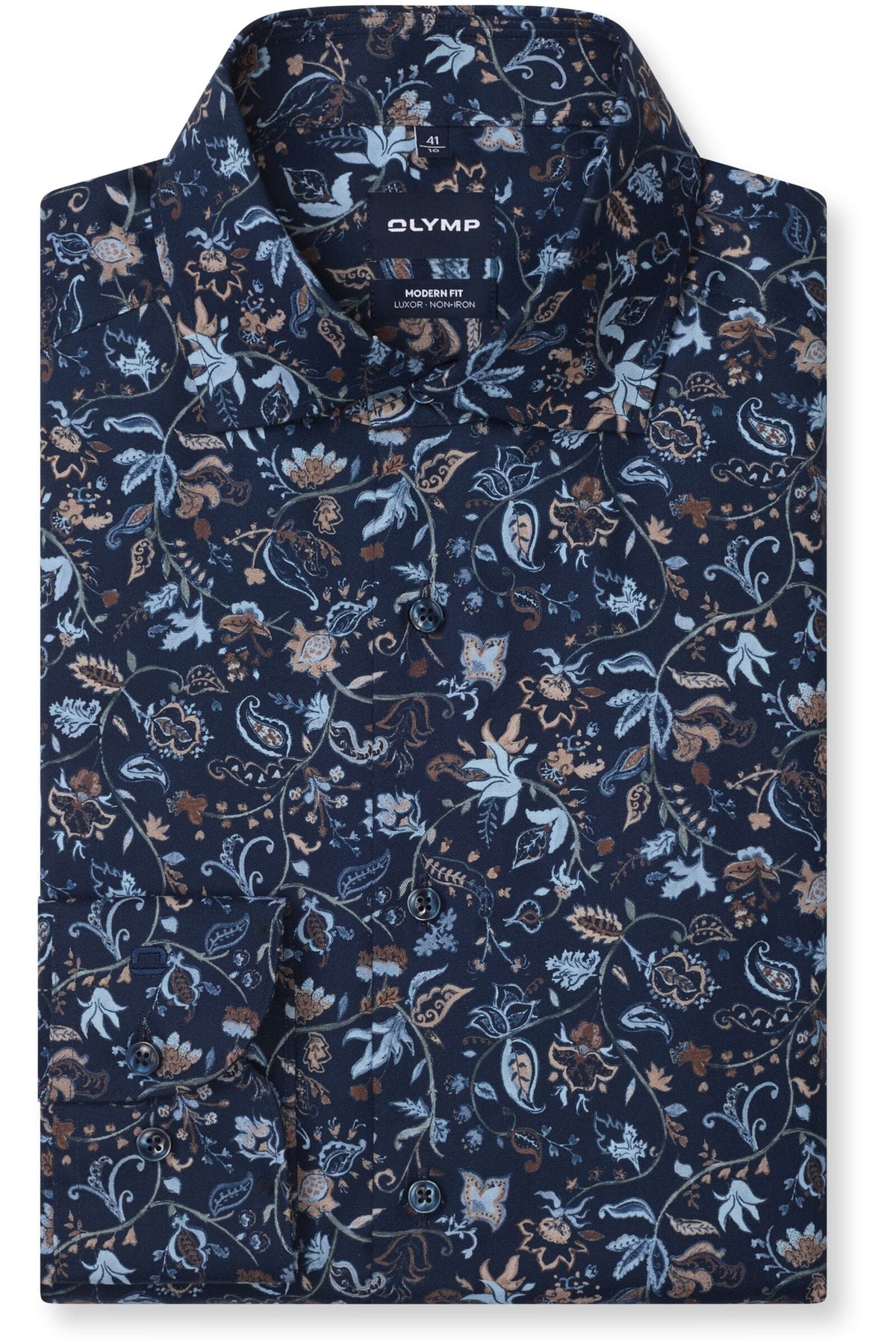 OLYMP Luxor Modern Fit Hemd marine, Blumen