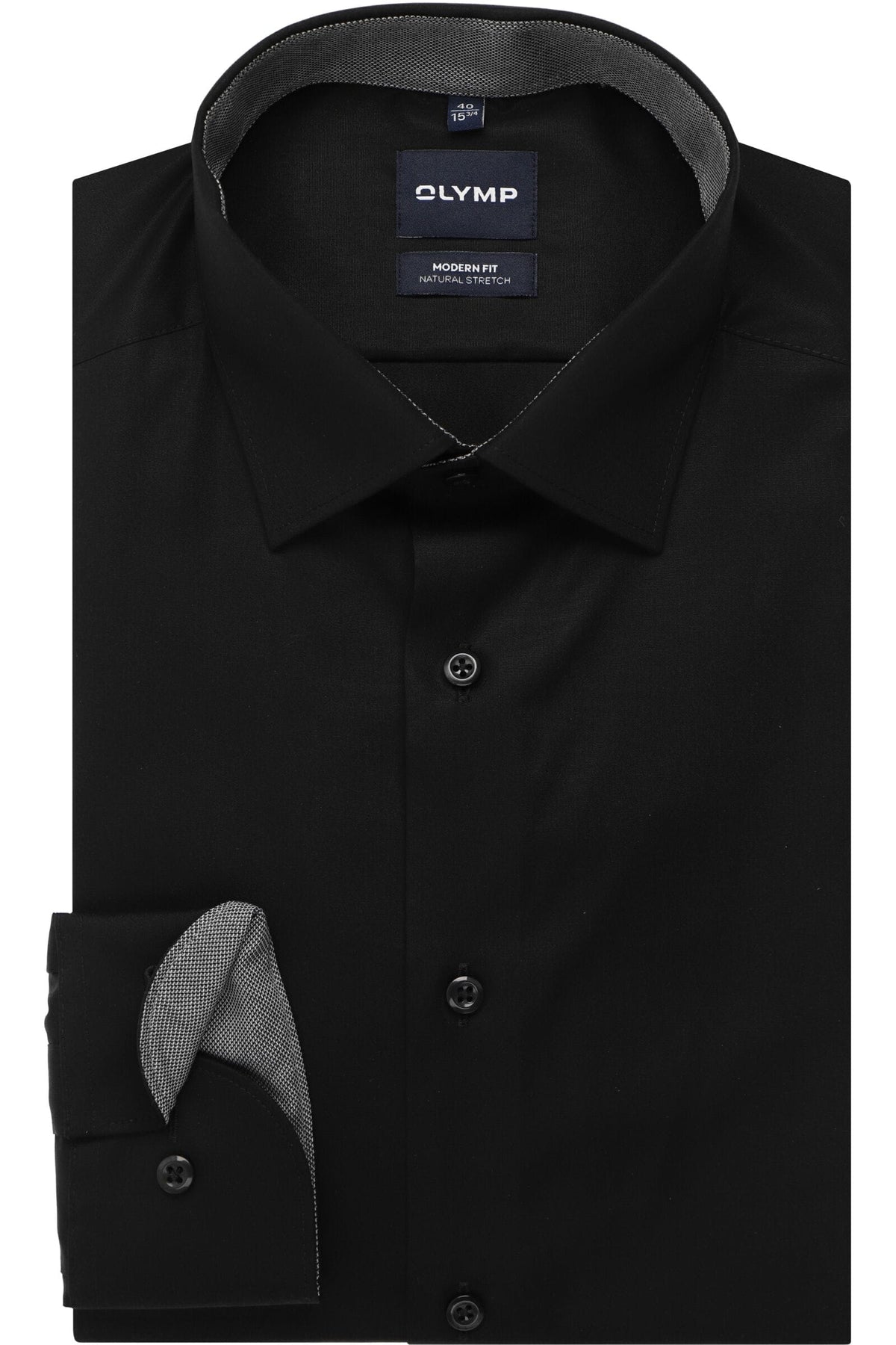 OLYMP Luxor Modern Fit Hemd schwarz, Einfarbig