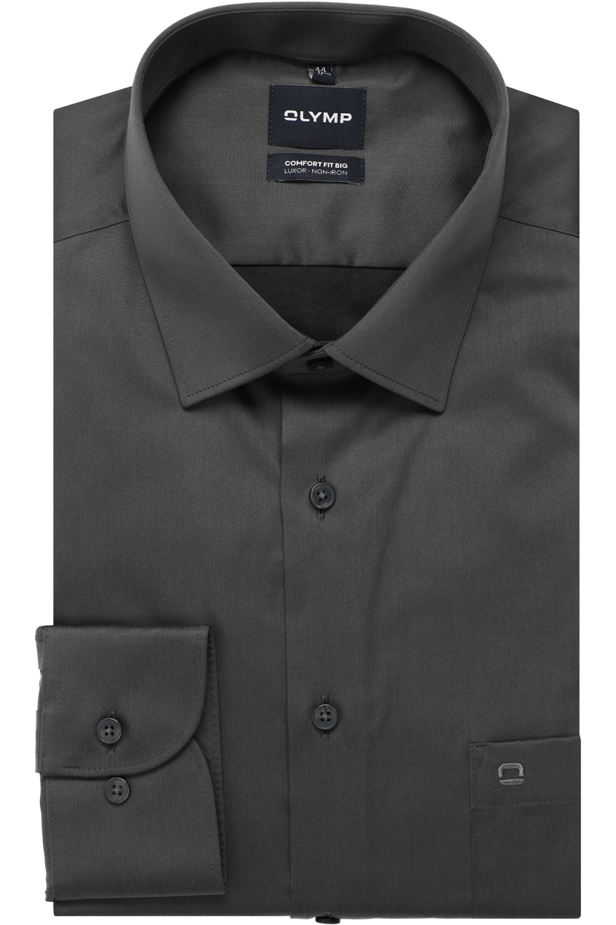 OLYMP Luxor Comfort Fit Big & Tall Hemd anthrazit, Einfarbig