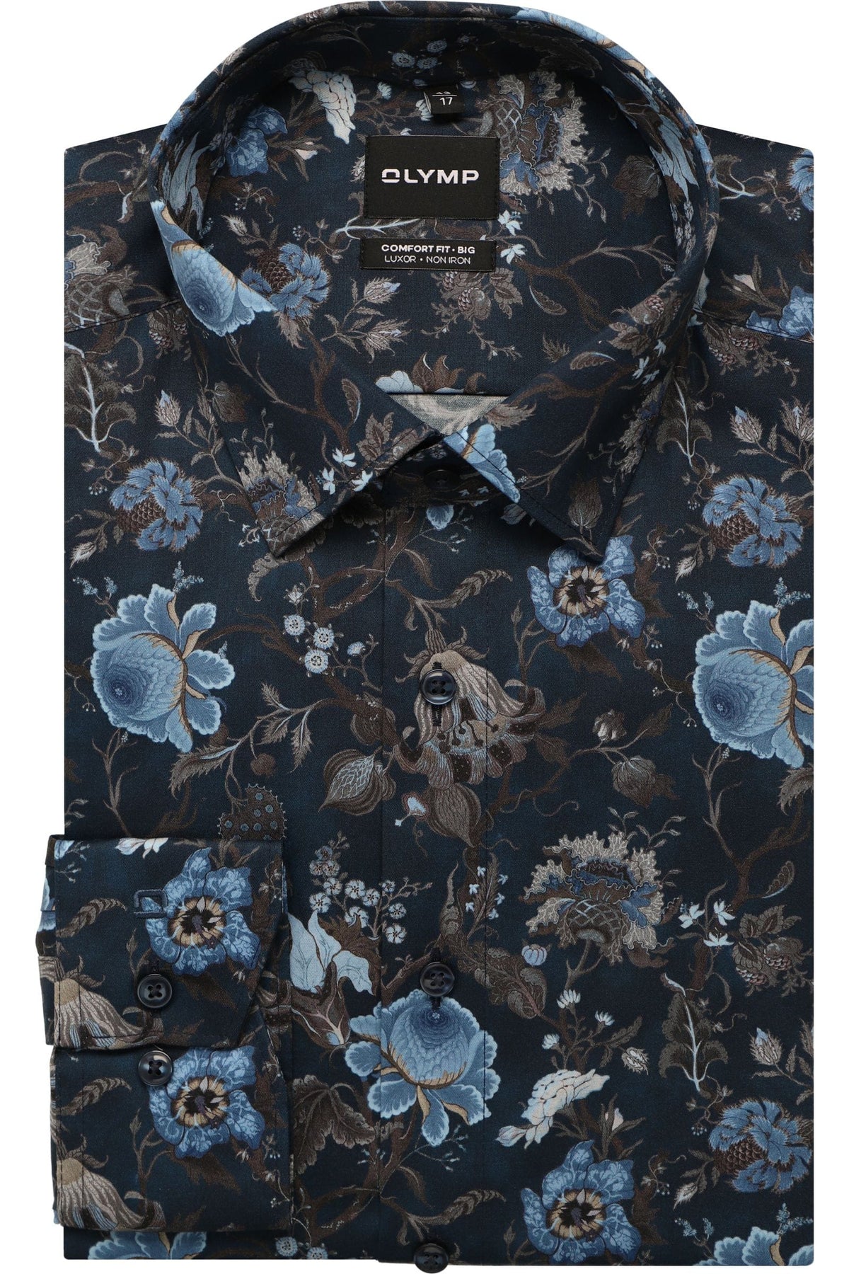 OLYMP Luxor Comfort Fit Big & Tall Hemd marine, Blumen