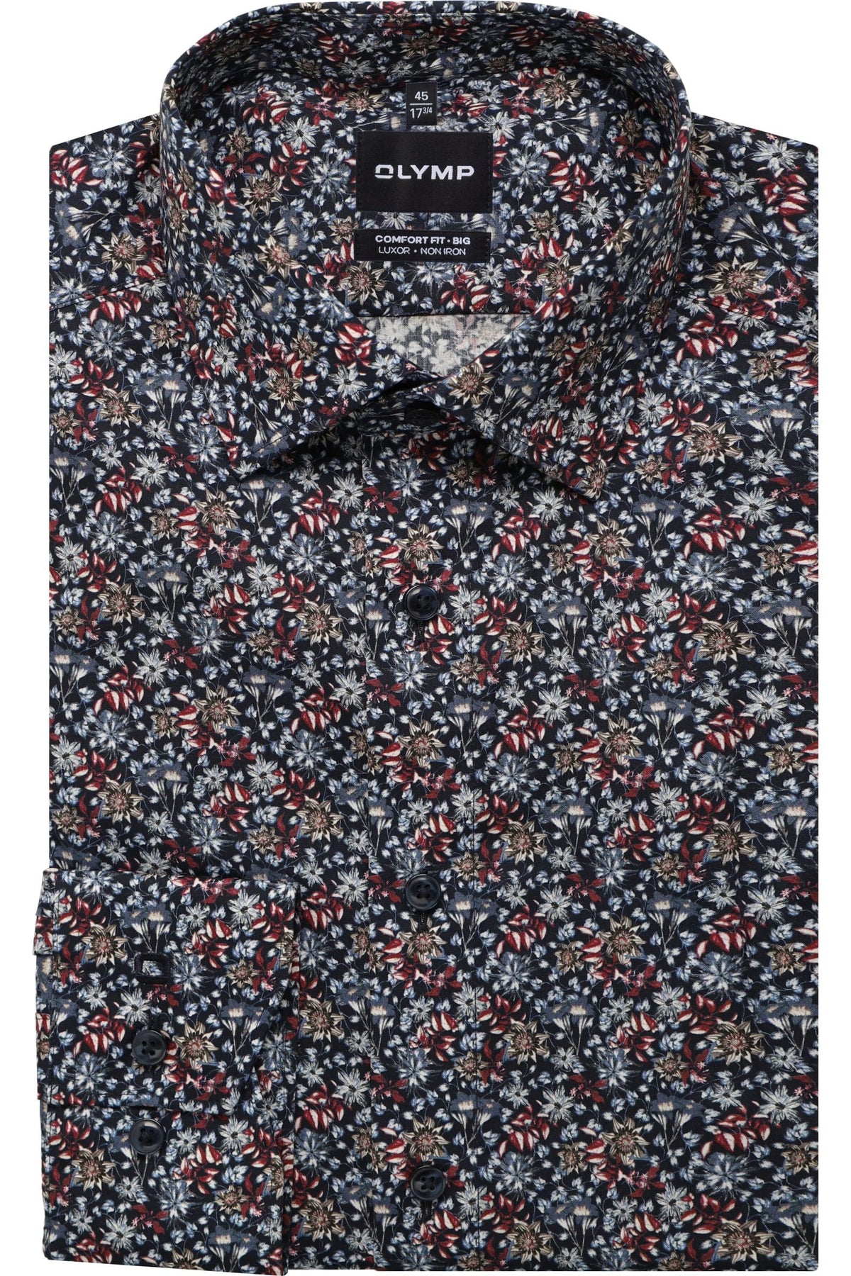 OLYMP Luxor Comfort Fit Big & Tall Hemd marine, Blumen