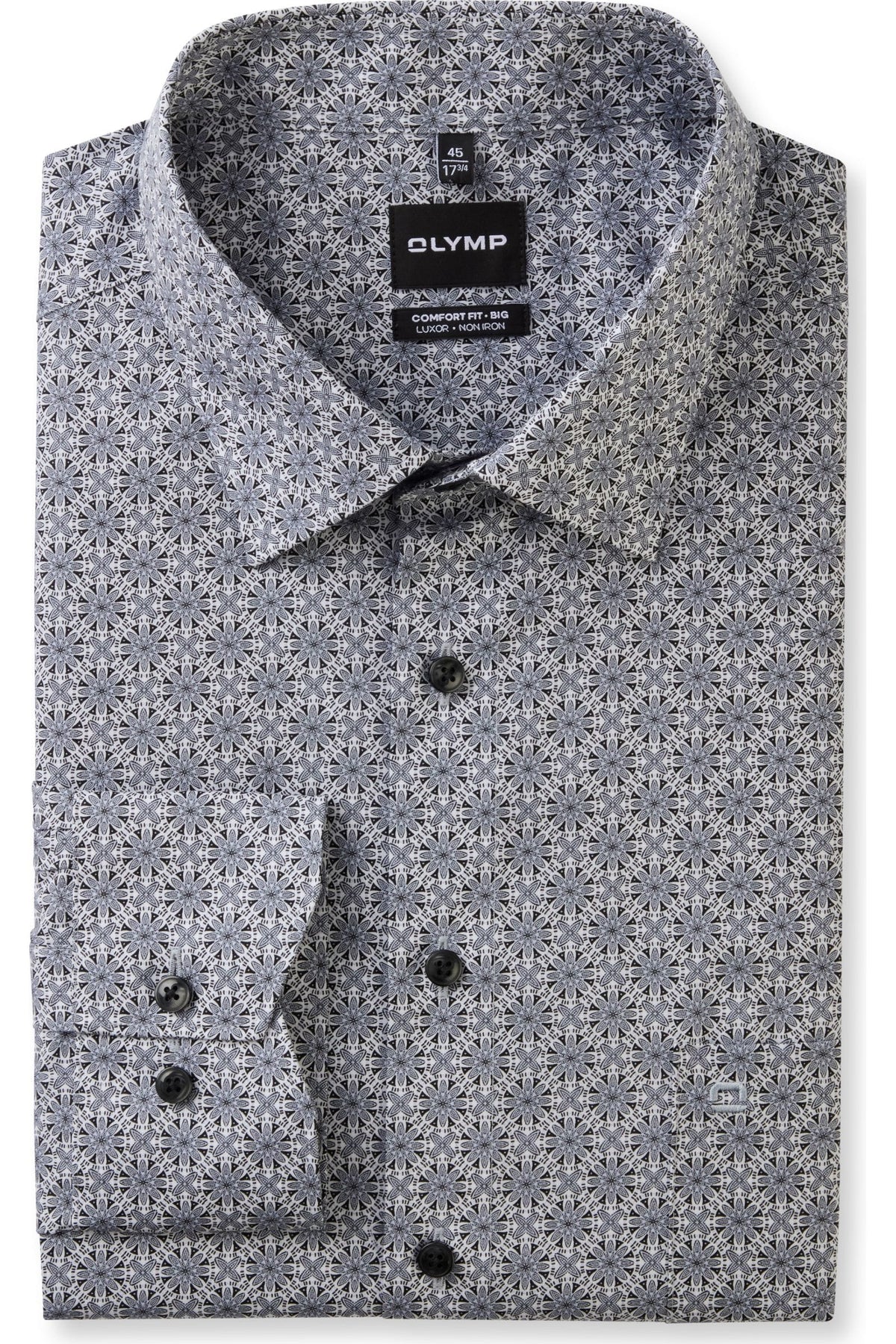 OLYMP Luxor Comfort Fit Big & Tall Hemd silbergrau, Bedruckt