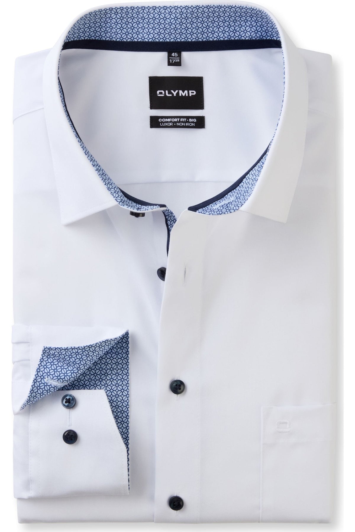 OLYMP Luxor Comfort Fit Big & Tall Hemd weiss, Einfarbig