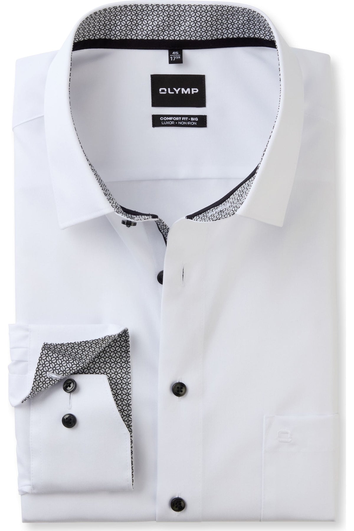 OLYMP Luxor Comfort Fit Big & Tall Hemd weiss, Einfarbig