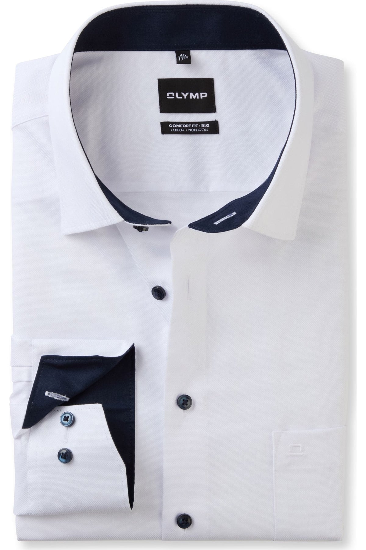OLYMP Luxor Comfort Fit Big & Tall Hemd weiss, Strukturiert
