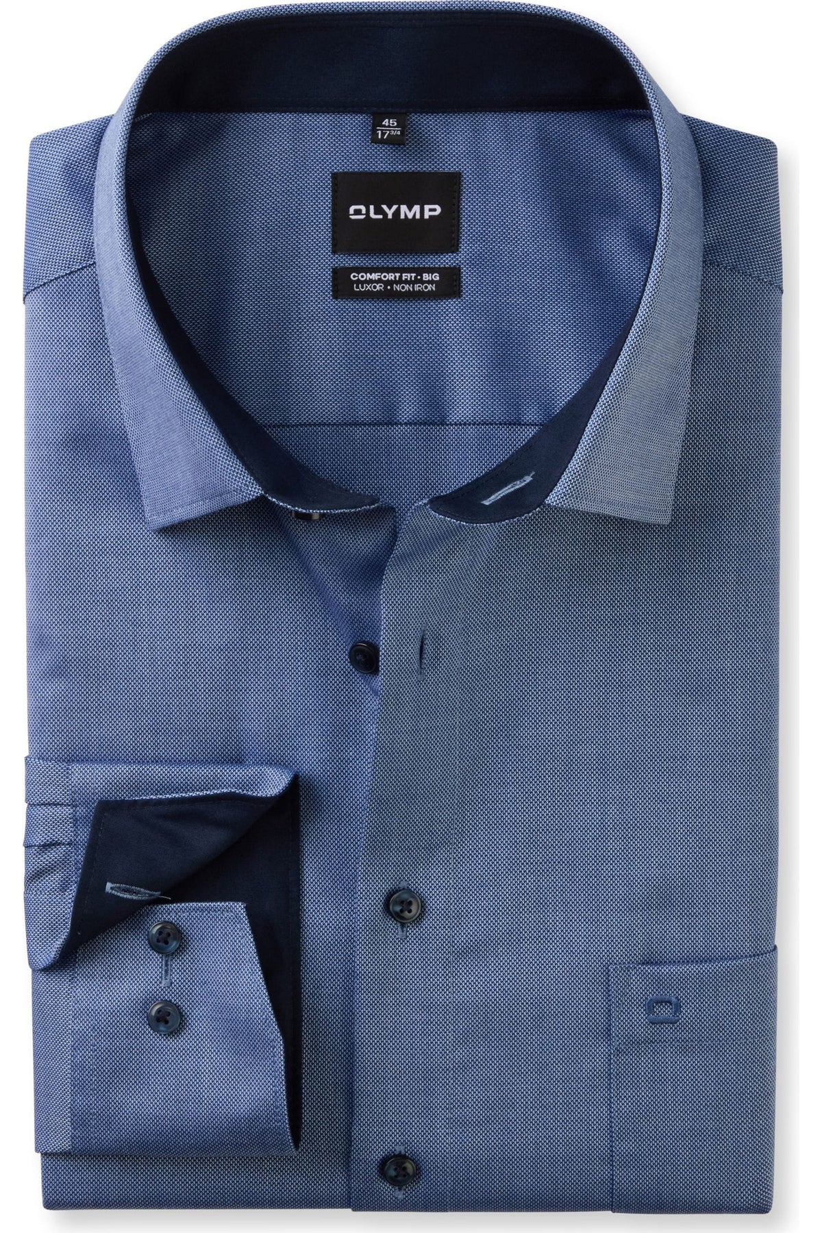 OLYMP Luxor Comfort Fit Big & Tall Hemd marine, Strukturiert