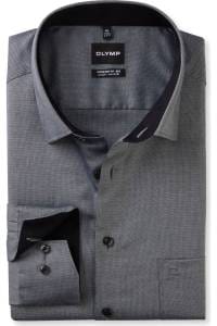 OLYMP Luxor Comfort Fit Big & Tall Hemd schwarz, Strukturiert