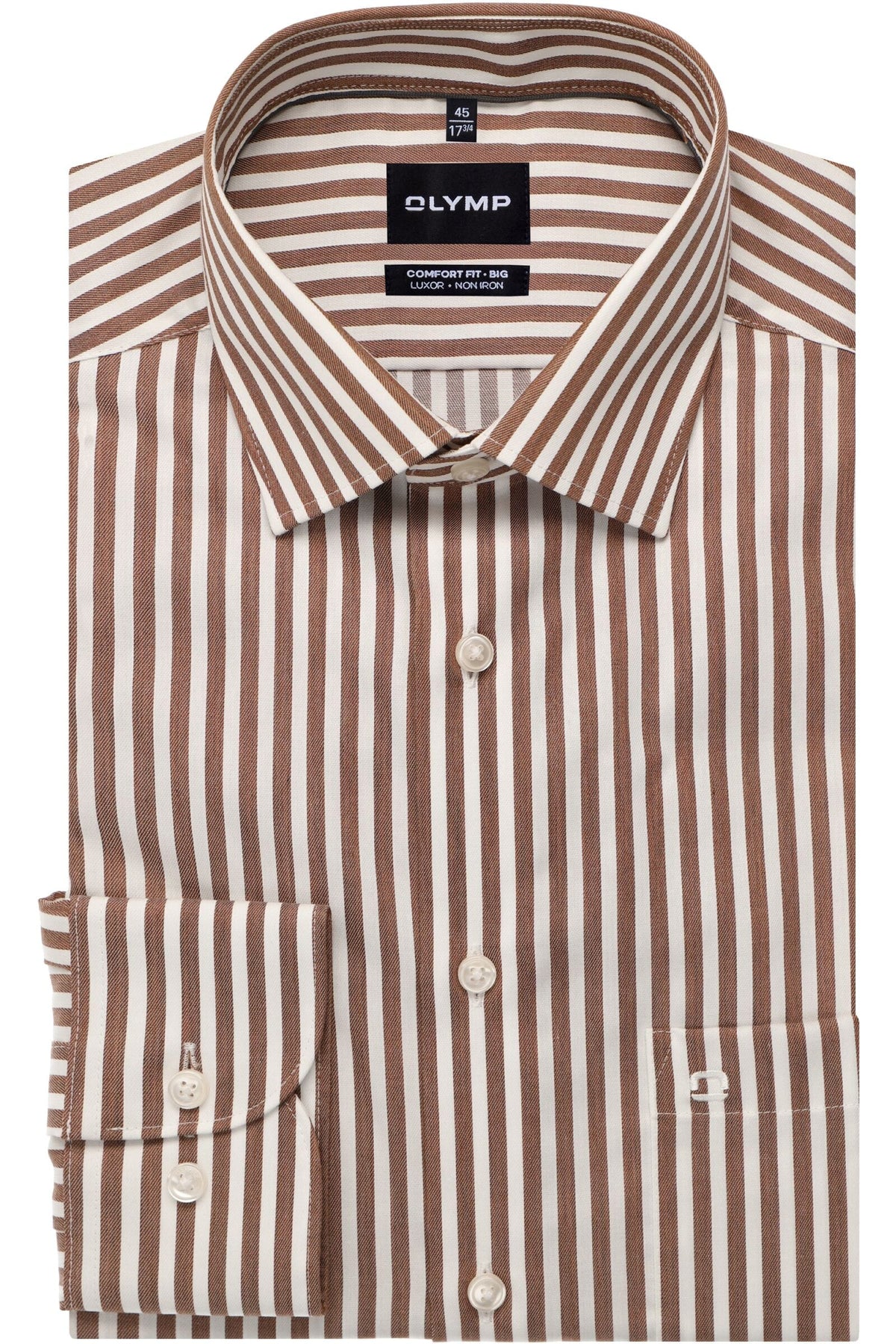 OLYMP Luxor Comfort Fit Big & Tall Hemd nougat, Gestreift