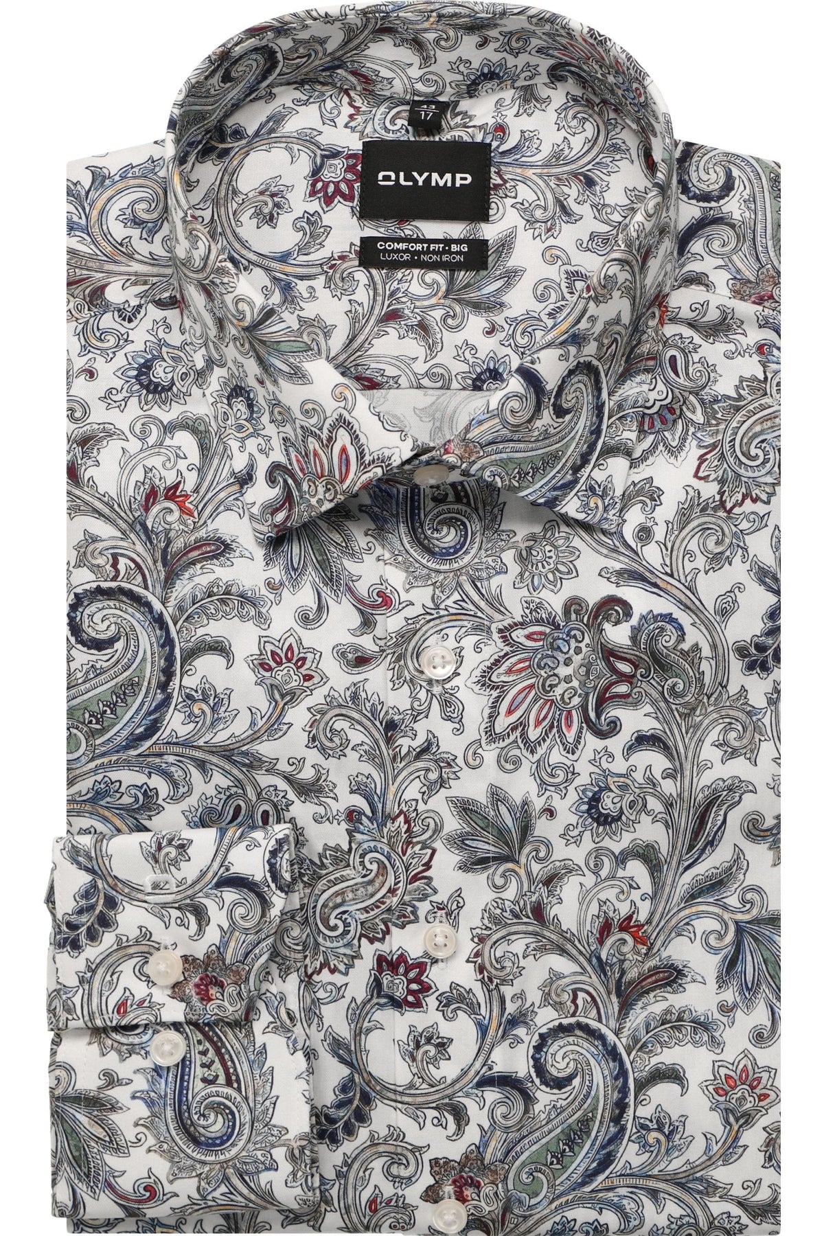 OLYMP Luxor Comfort Fit Big & Tall Hemd weiss, Bedruckt
