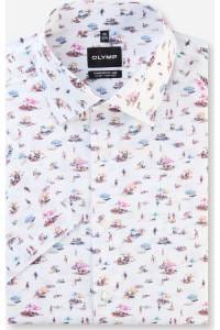 OLYMP Luxor Comfort Fit Big & Tall Hemd weiss, Bedruckt