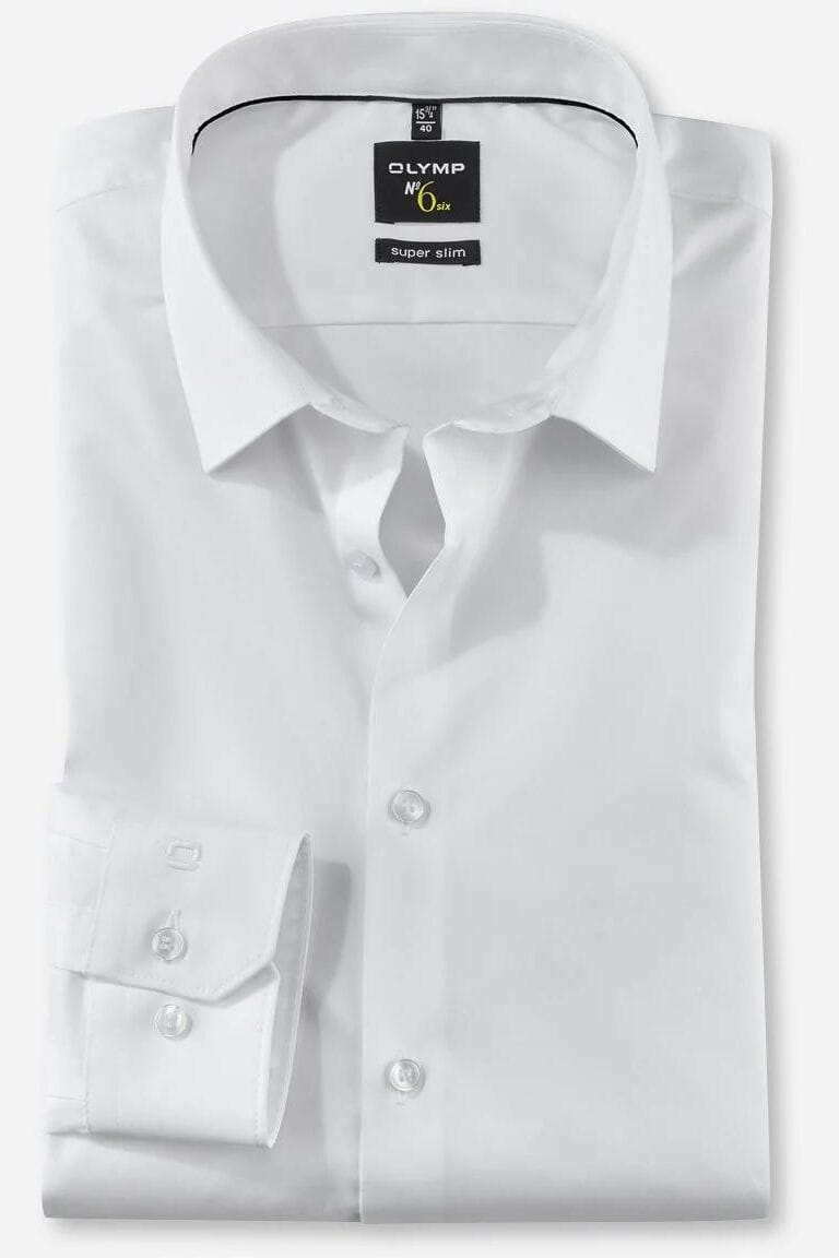 OLYMP No. Six Super Slim Hemd weiss, Einfarbig