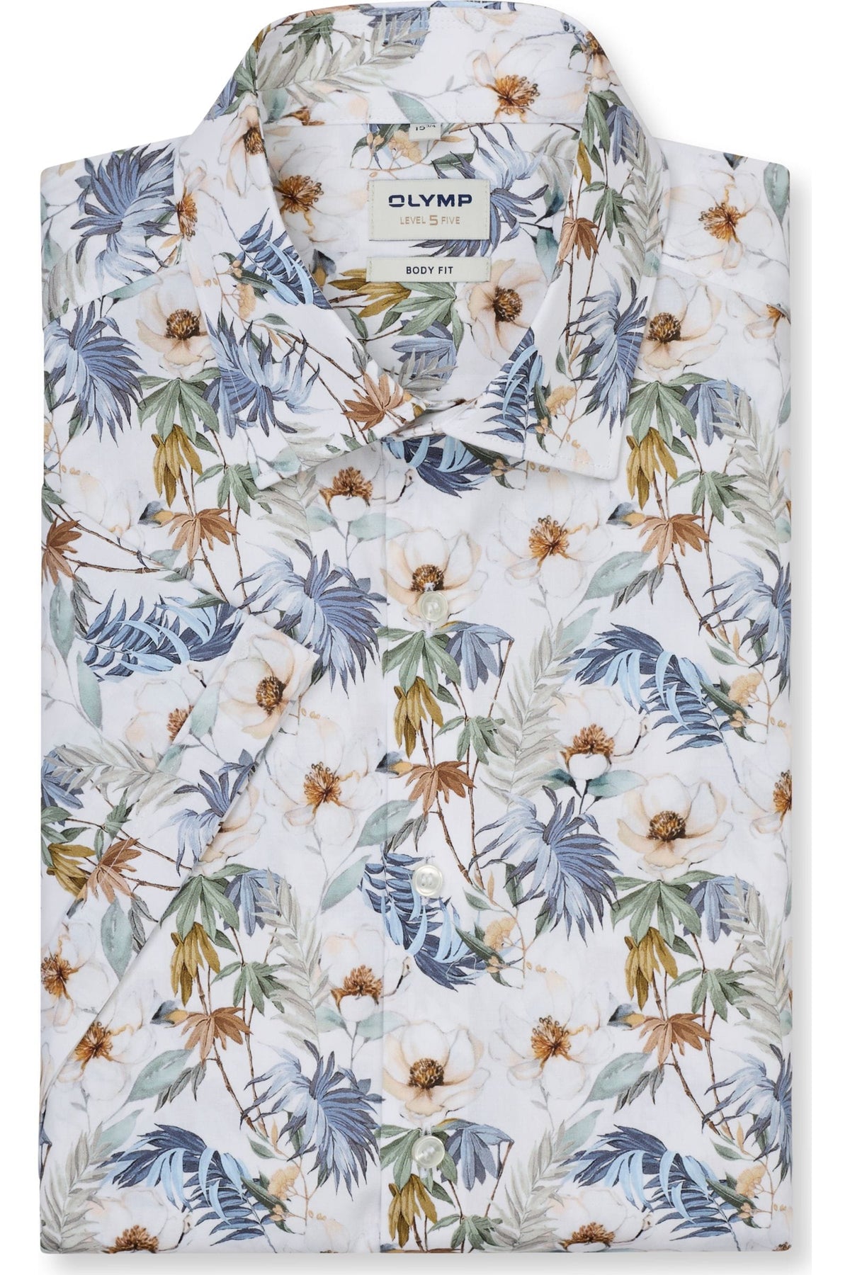 OLYMP Level Five Body Fit Hemd weiss, Blumen