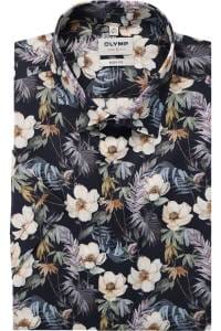 OLYMP Level Five Body Fit Hemd marine, Blumen