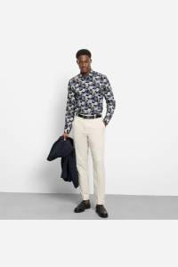 OLYMP Level Five Body Fit Hemd marine, Blumen