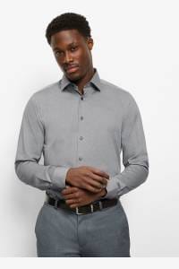 OLYMP Level Five Body Fit Hemd graugrün, Faux-uni