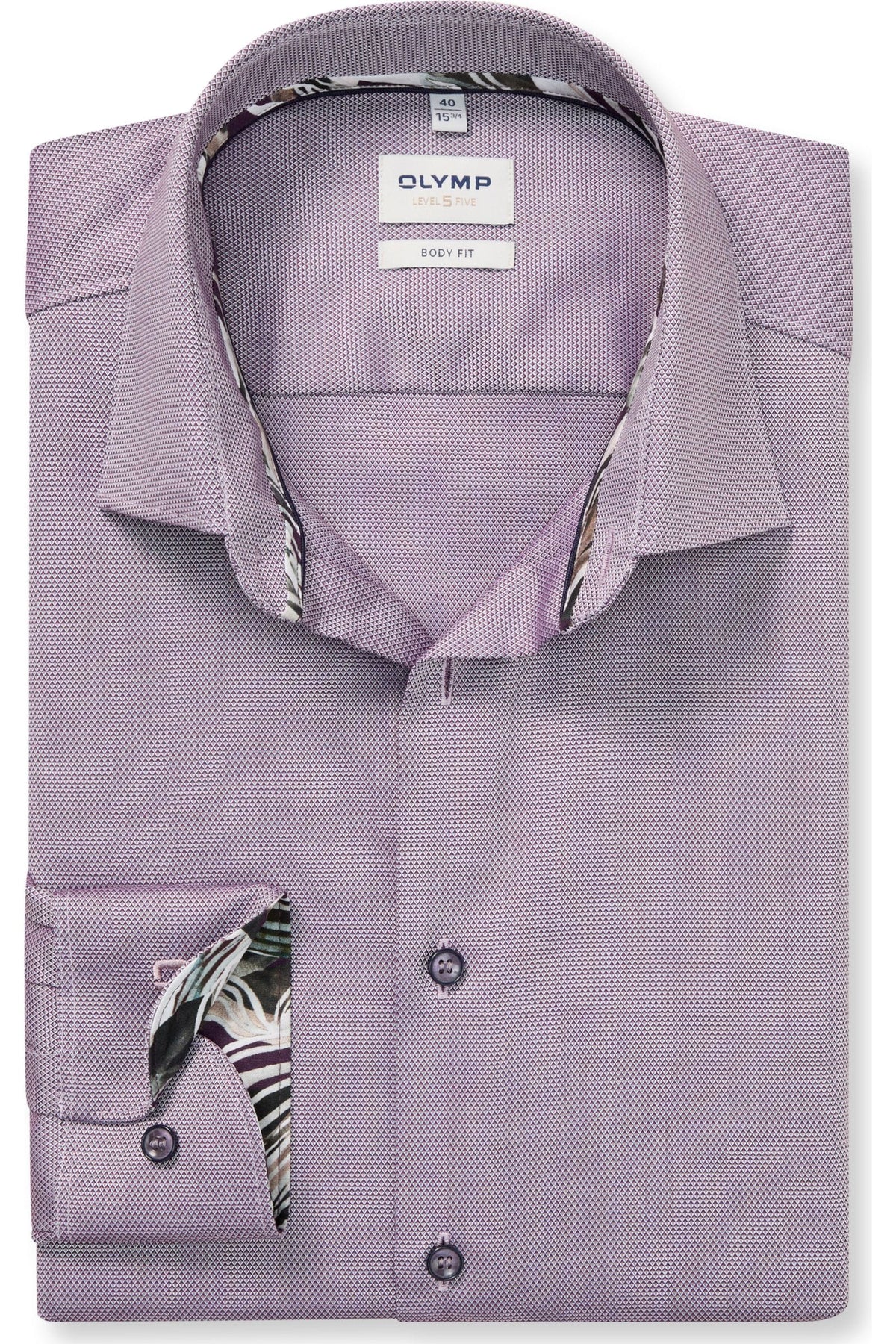 OLYMP Level Five Body Fit Hemd aubergine, Faux-uni