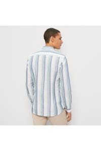 OLYMP Level Five Garment Washed Body Fit Leinenhemd grün, Gestreift