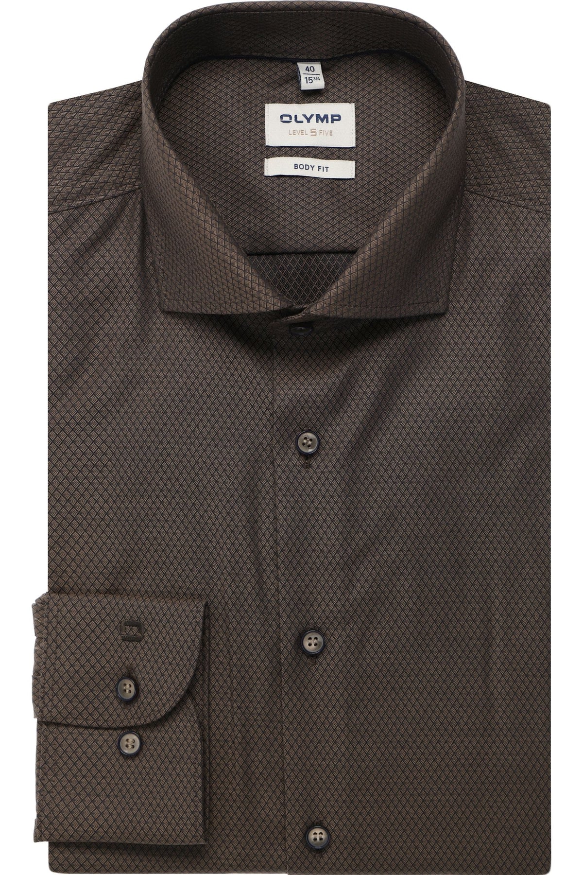 OLYMP Level Five Body Fit Hemd braun, Faux-uni