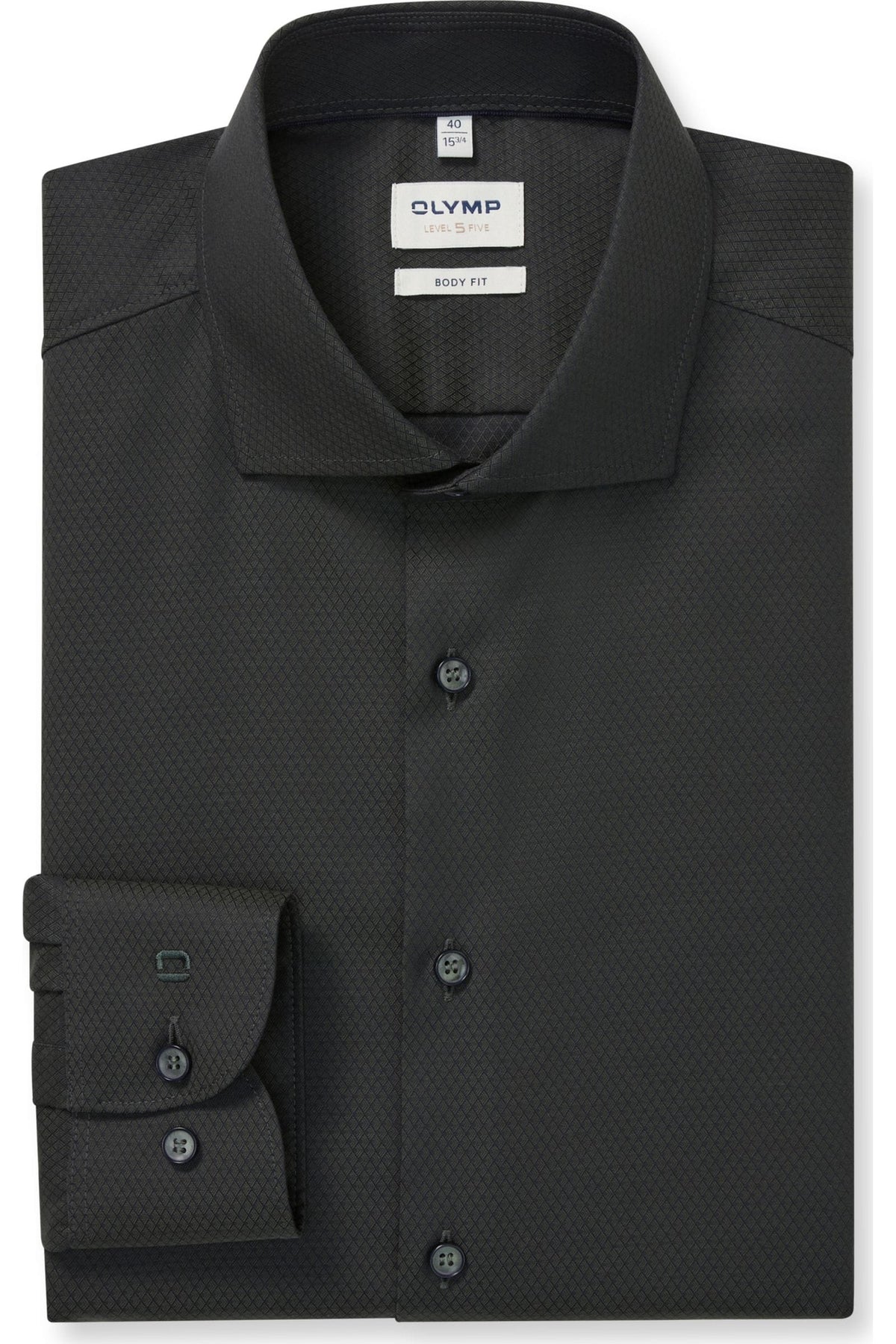 OLYMP Level Five Body Fit Hemd graugrün, Faux-uni