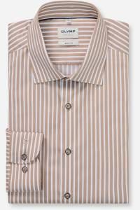OLYMP Level Five Body Fit Hemd nougat, Gestreift