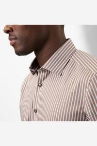 OLYMP Level Five Body Fit Hemd nougat, Gestreift