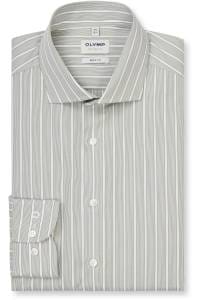 OLYMP Level Five Body Fit Hemd oliv, Gestreift