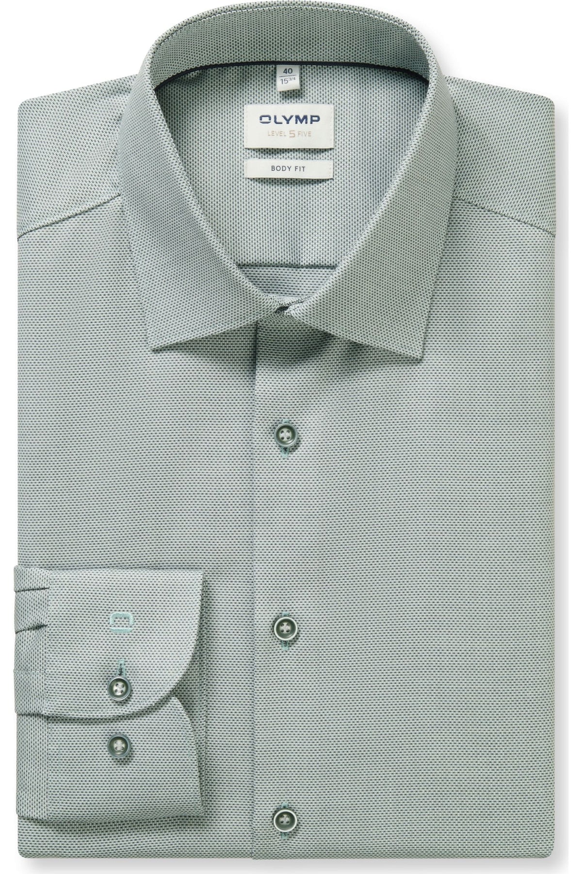 OLYMP Level Five Body Fit Hemd hellgrün, Faux-uni