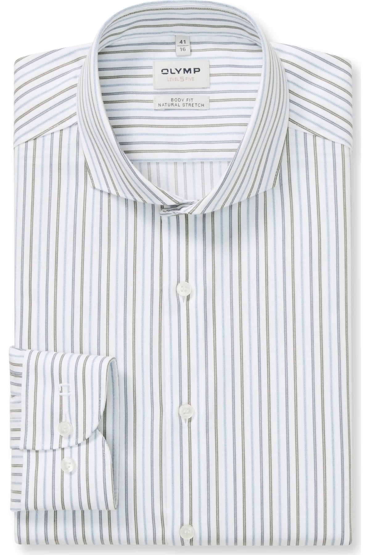 OLYMP Level Five Body Fit Hemd weiss, Gestreift