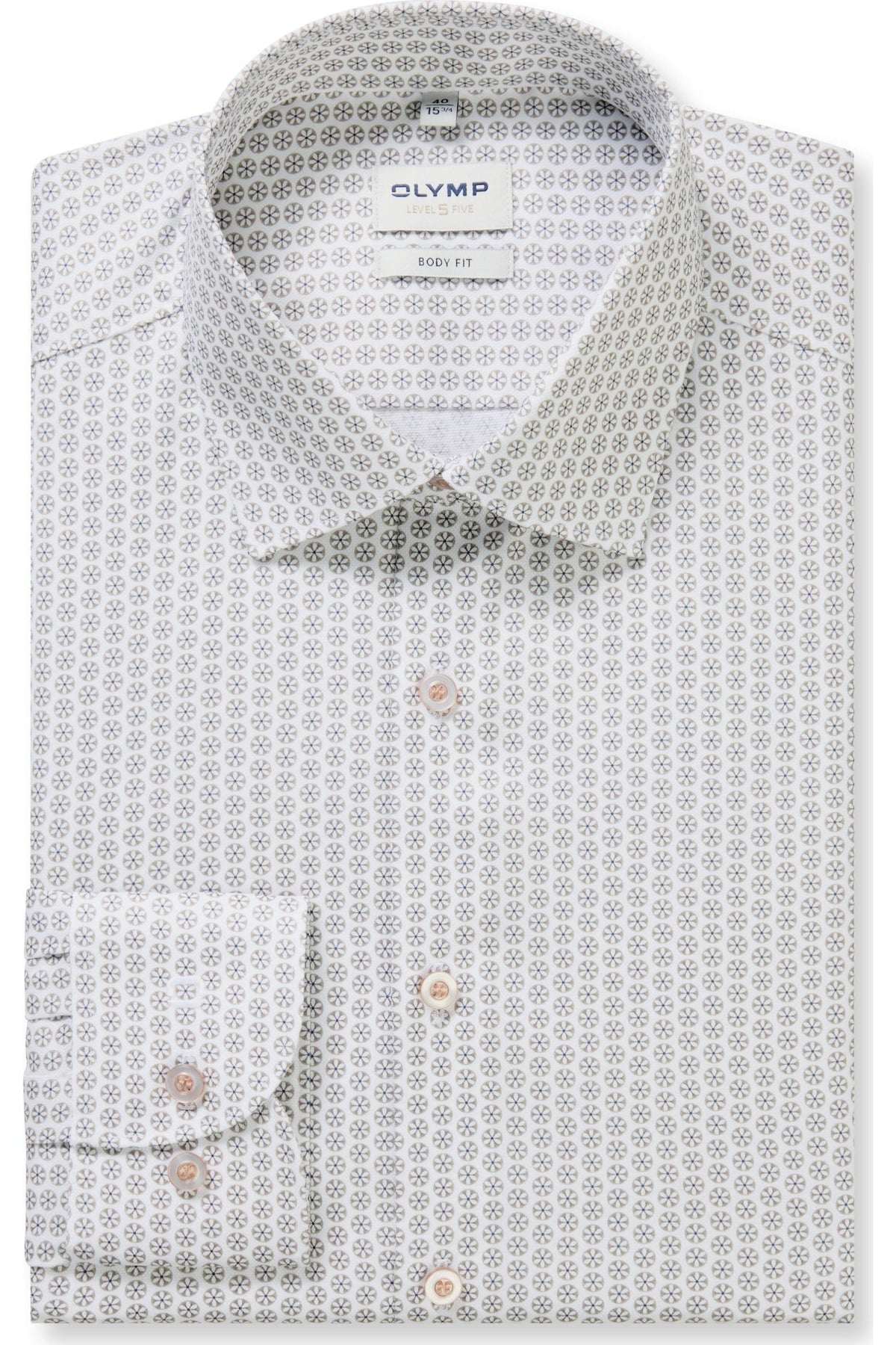 OLYMP Level Five Body Fit Hemd beige, Bedruckt