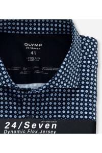 OLYMP Level Five Body Fit Jerseyhemd marine, Gemustert