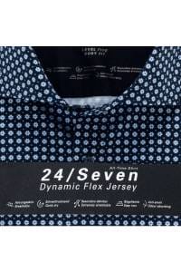 OLYMP Level Five Body Fit Jerseyhemd marine, Gemustert