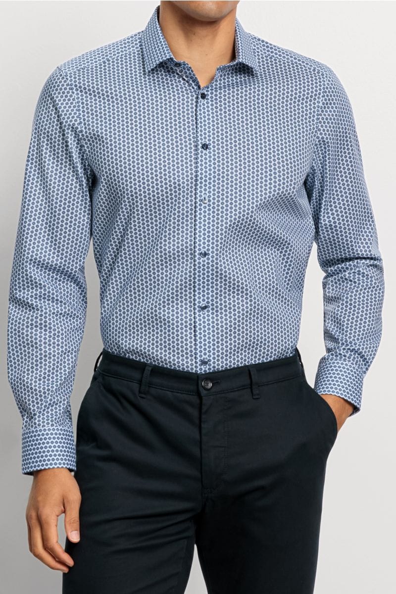 OLYMP Level Five Body Fit Hemd bleu, Bedruckt