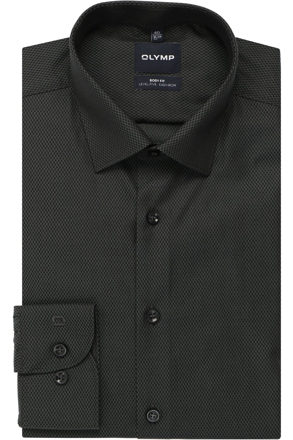 OLYMP Level Five Body Fit Hemd graugrün, Faux-uni