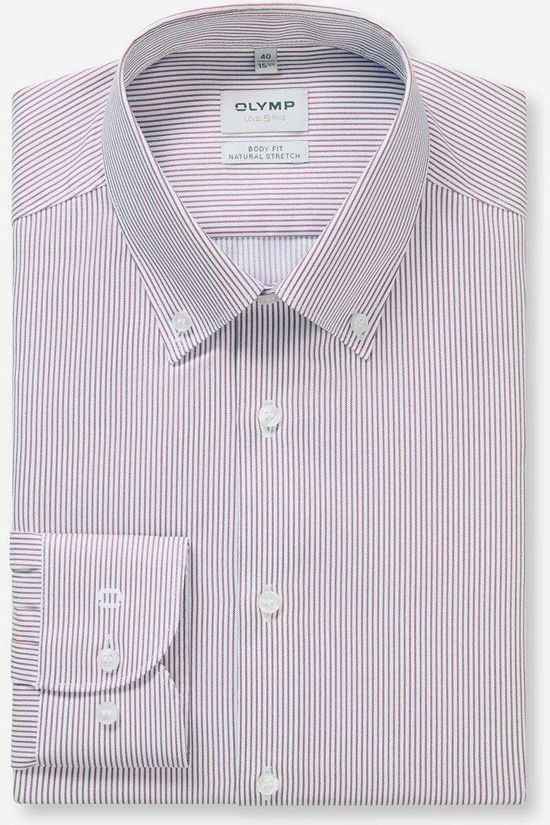 OLYMP Level Five Body Fit Hemd rot, Gestreift