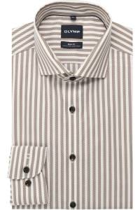 OLYMP Level Five Body Fit Hemd nougat, Gestreift
