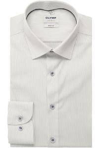OLYMP Level Five Body Fit Hemd weiss/oliv, Gestreift
