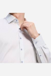 OLYMP Level Five Body Fit Hemd weiss/oliv, Gestreift