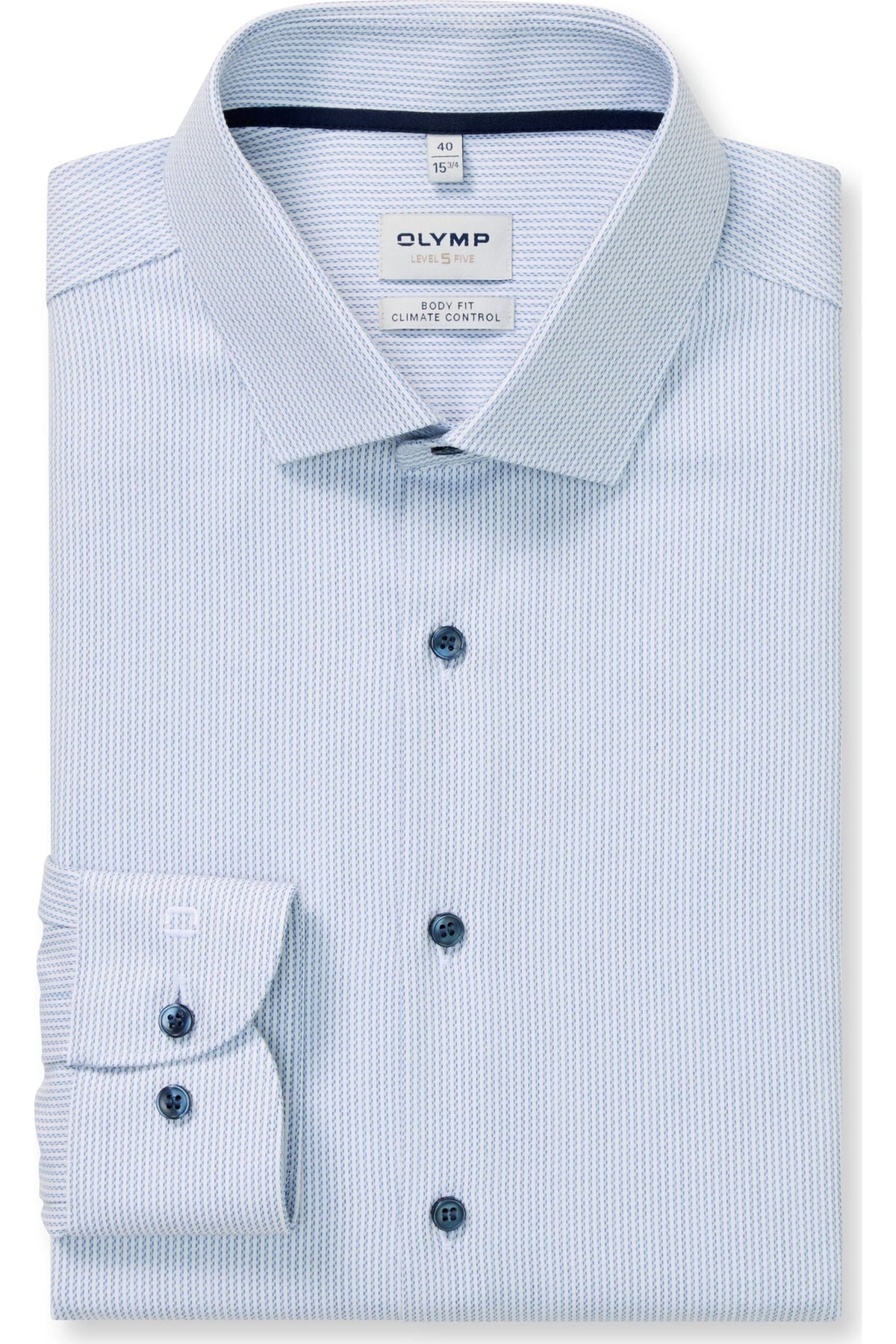OLYMP Level Five Performance Climate Control Body Fit Hemd bleu, Faux-uni