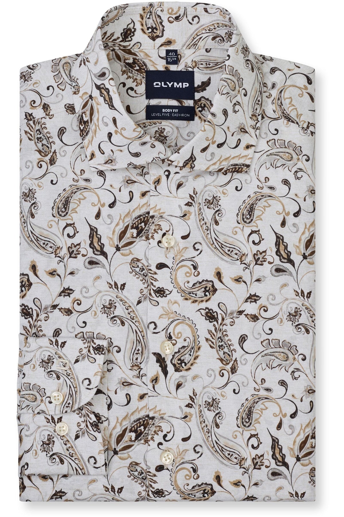 OLYMP Level Five Body Fit Hemd beige, Paisley