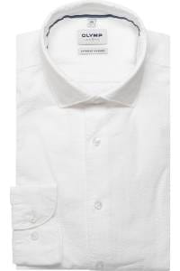 OLYMP Level Five Garment Washed Body Fit Hemd weiss, Einfarbig