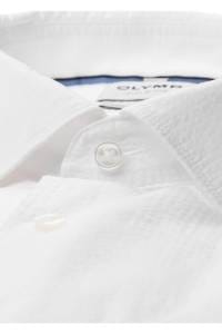 OLYMP Level Five Garment Washed Body Fit Hemd weiss, Einfarbig