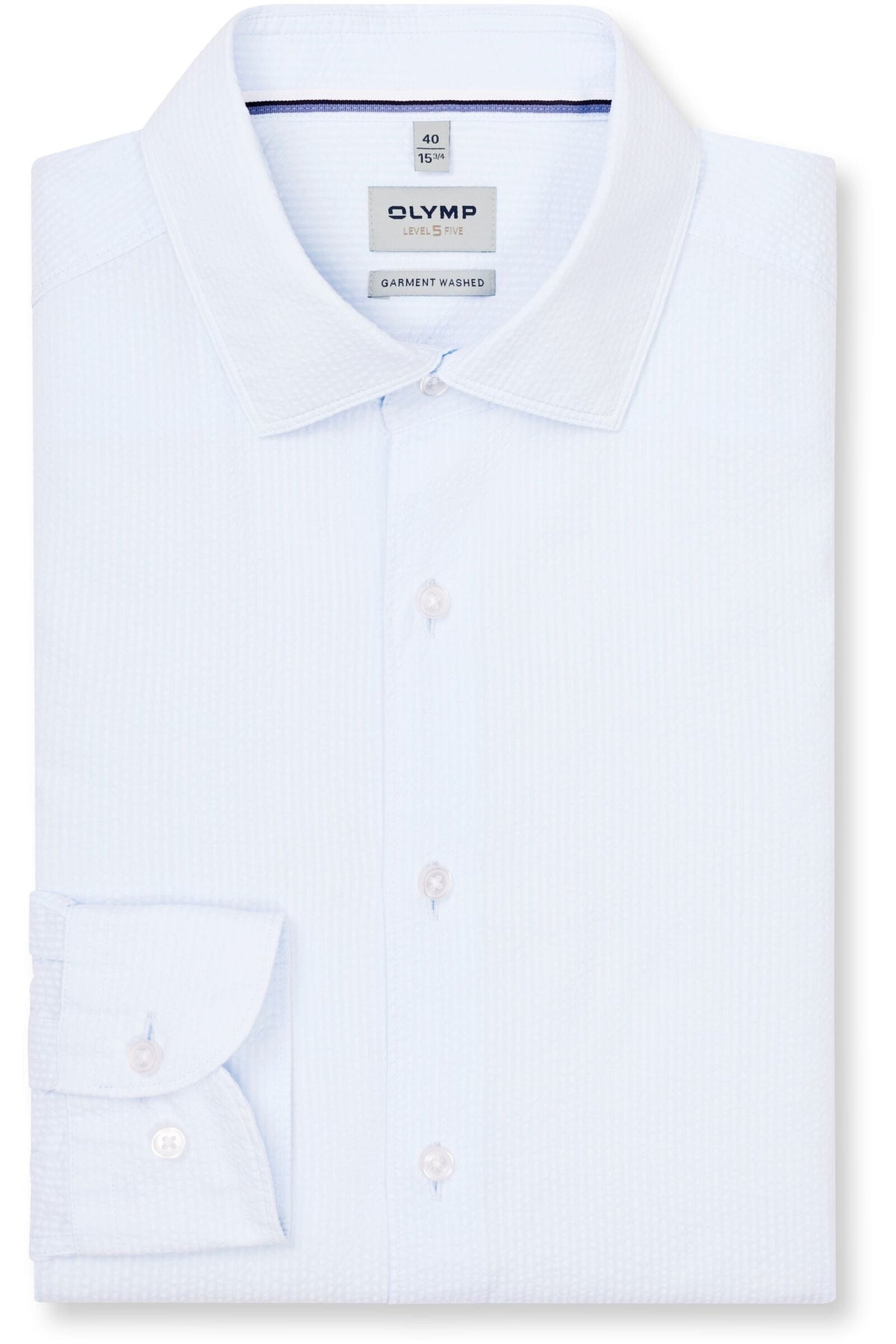 OLYMP Level Five Garment Washed Body Fit Hemd hellblau, Einfarbig