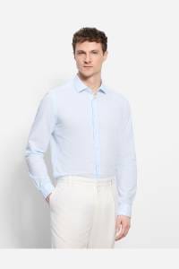 OLYMP Level Five Garment Washed Body Fit Hemd hellblau, Einfarbig