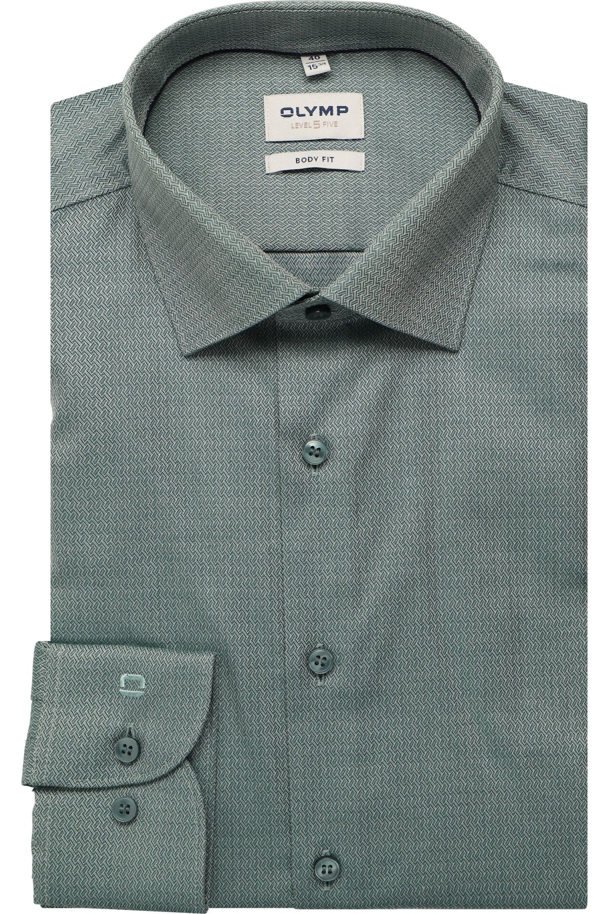 OLYMP Level Five Body Fit Hemd grün, Faux-uni