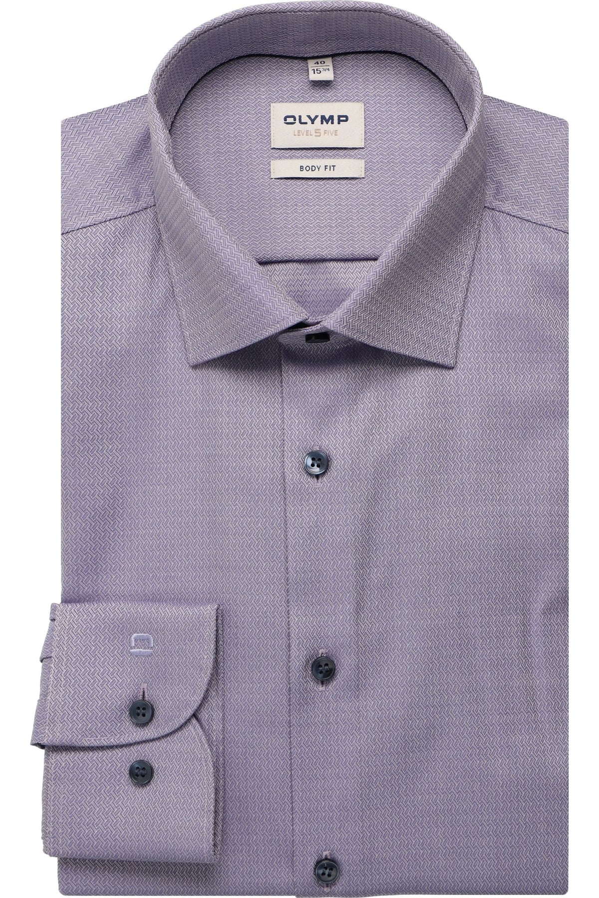 OLYMP Level Five Body Fit Hemd viola, Faux-uni