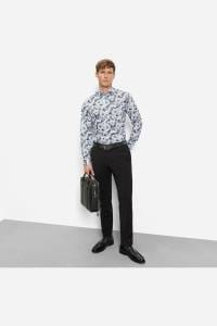 OLYMP Level Five Body Fit Hemd silbergrau, Blumen
