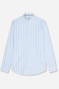 OLYMP Level Five Garment Washed Body Fit Hemd hellblau, Gestreift