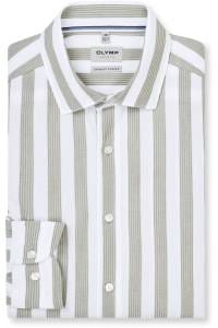 OLYMP Level Five Garment Washed Body Fit Hemd oliv, Gestreift